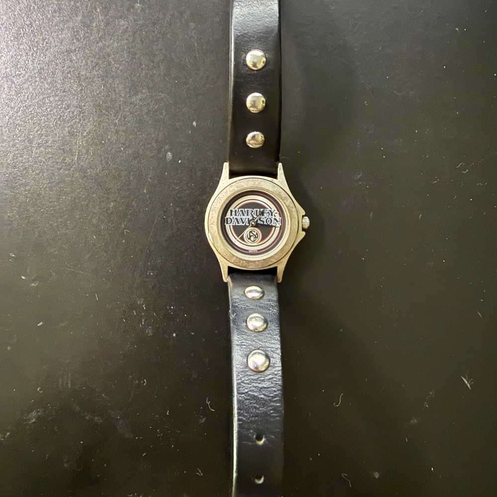 Vintage Harley-Davidson Black Leather Strap Watch